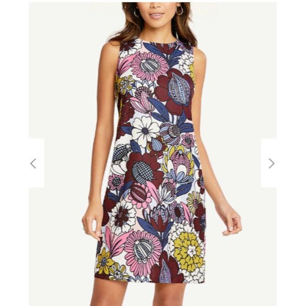 "ANN TAYLOR" FLORAL PRINT SHIFT CAREER CASUAL COCKTAIL DRESS NWT